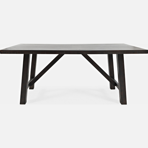 American Rustics 72" Trestle Dining Table in Distressed Dark Plank Wood